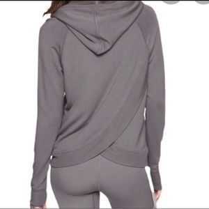 Athleta Grey Criss Cross Hoodie